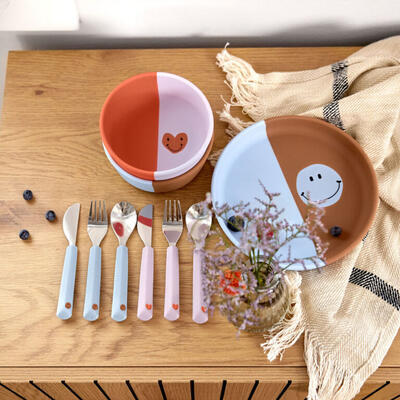 Dětský příbor LÄSSIG Cutlery with Silicone Handle 3pcs Happy Rascals 2024, heart lavender - 4