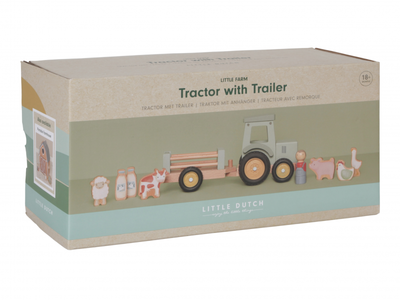 Dřevěný traktor s přívěsem LITTLE DUTCH Farma 2024 - 5