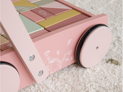 Vozíček s kostkami dřevěný LITTLE DUTCH Pink Flowers 2022 - 6