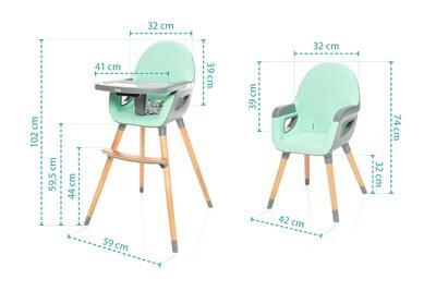 Jídelní židlička ZOPA Dolce 2 2024, ice green/grey - 7